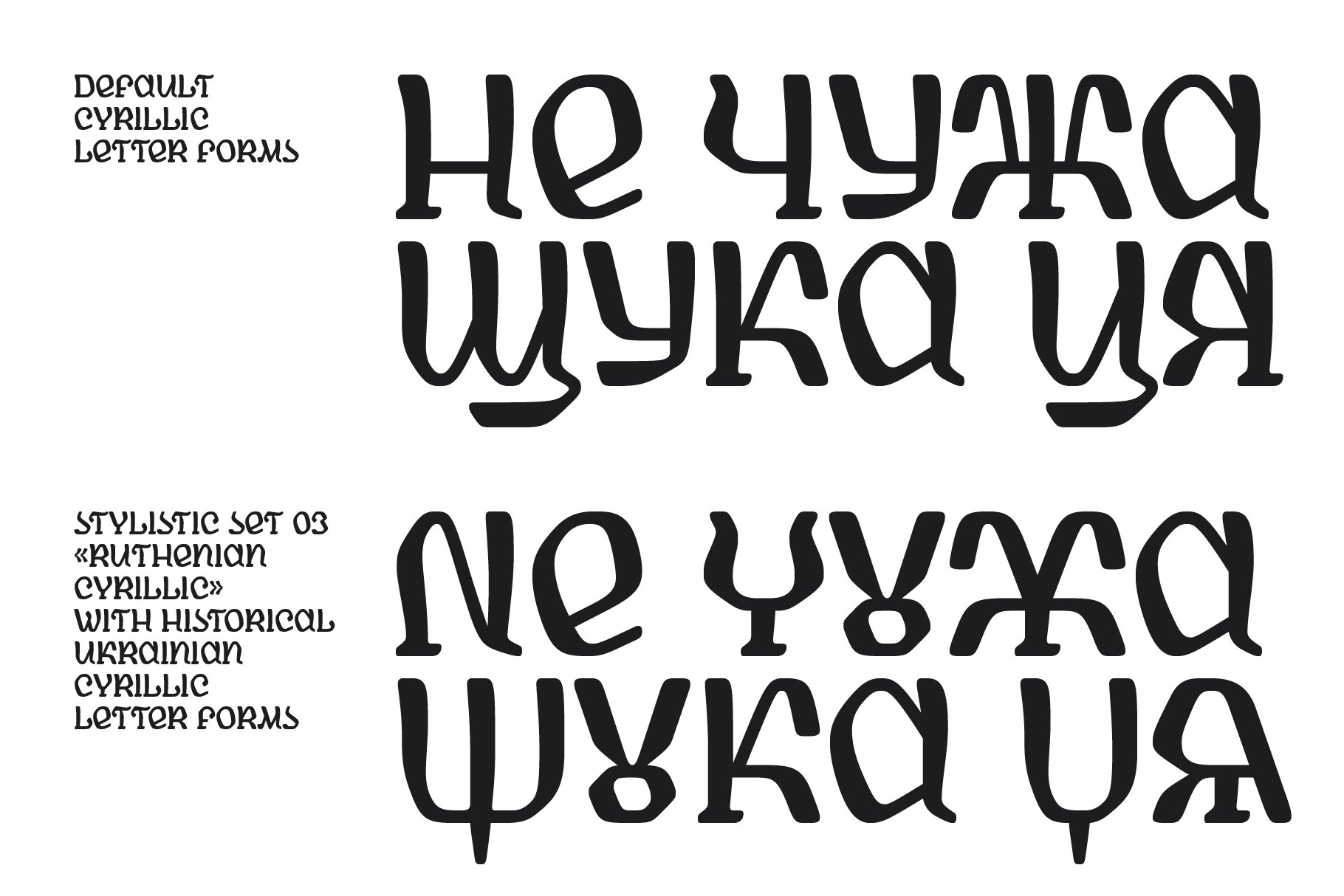 A set of three different type of lettering.