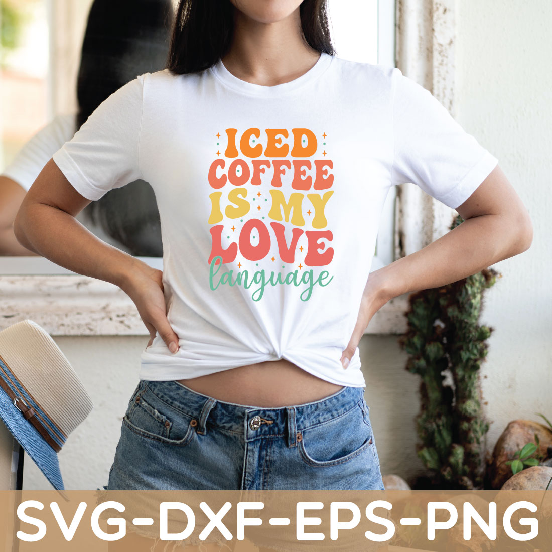 iced coffee is my love language retro,valentine day shirt, svg preview image.