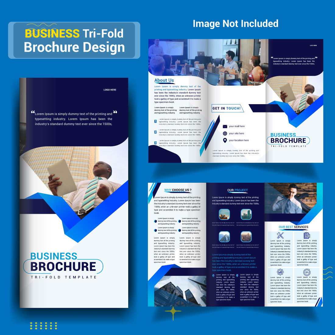 Tri-Fold Business Brochure Profile Template Design preview image.