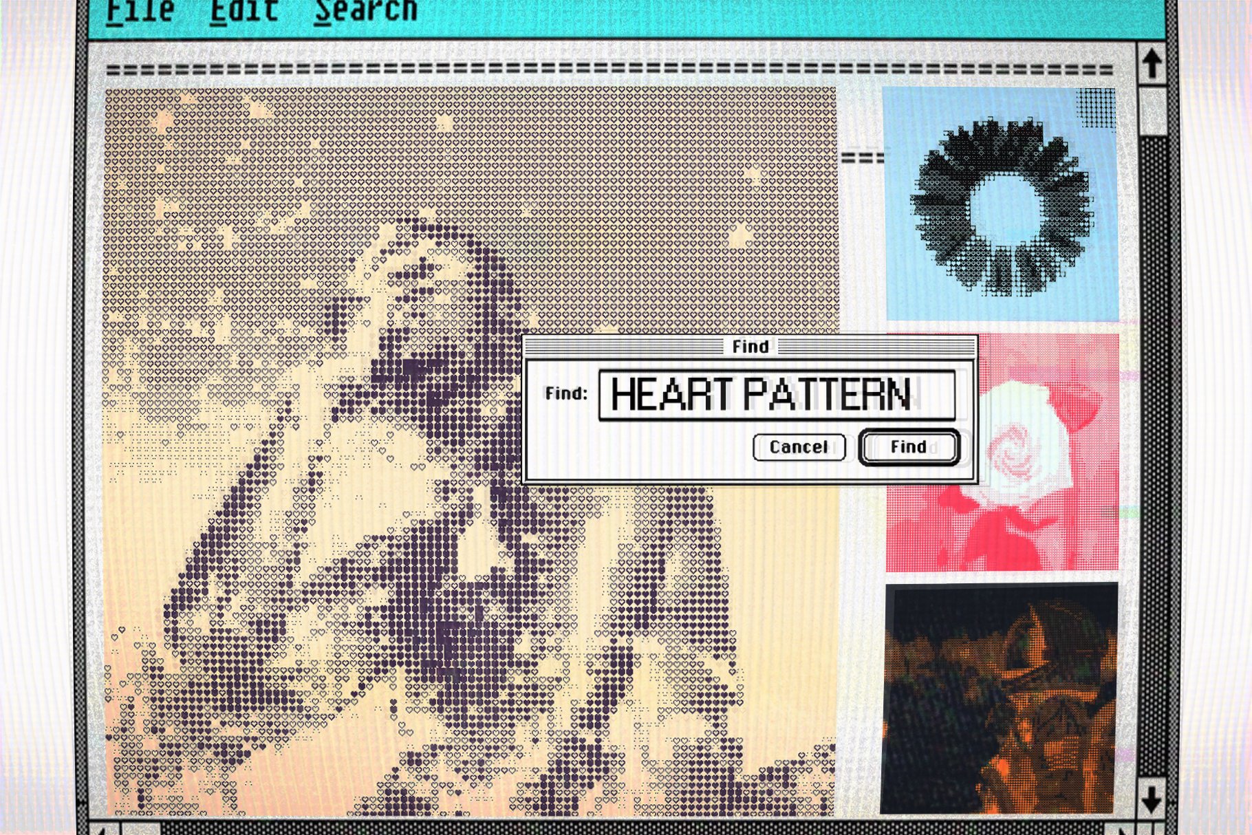 8 8 bit 80s 90s bitmap cross halftone dither 8bit pixel pattern retro vintage old monochrome image nokia game screen display y2k effect convert wave futuristic sci fi glitch scan 484