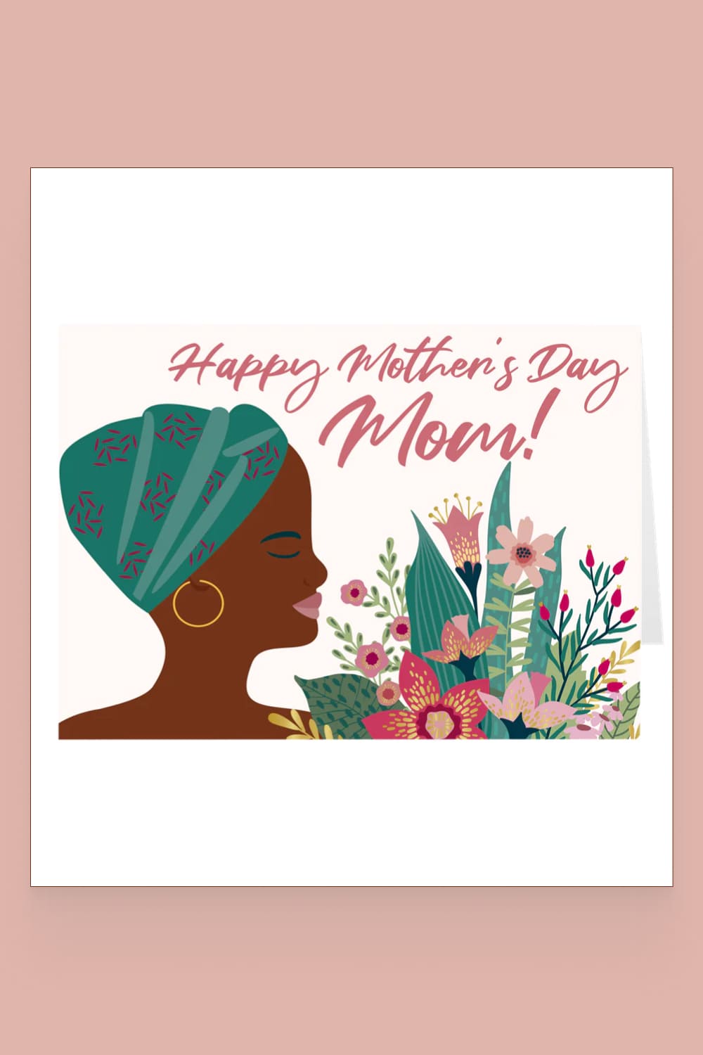 Postcard with painted black woman with flowers.