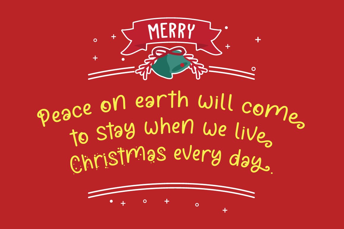 8 peace christmas quotes badge with green bells and red ribbon bow 506