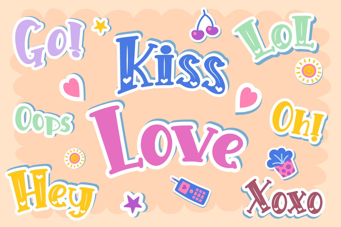 8 pinky style lovely craft font sticker pack 211