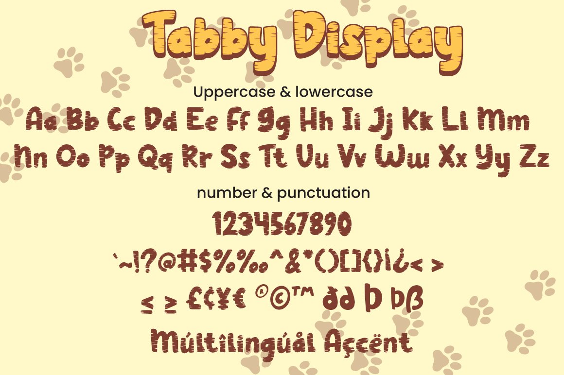 8 tabby layered display font character sheet 380