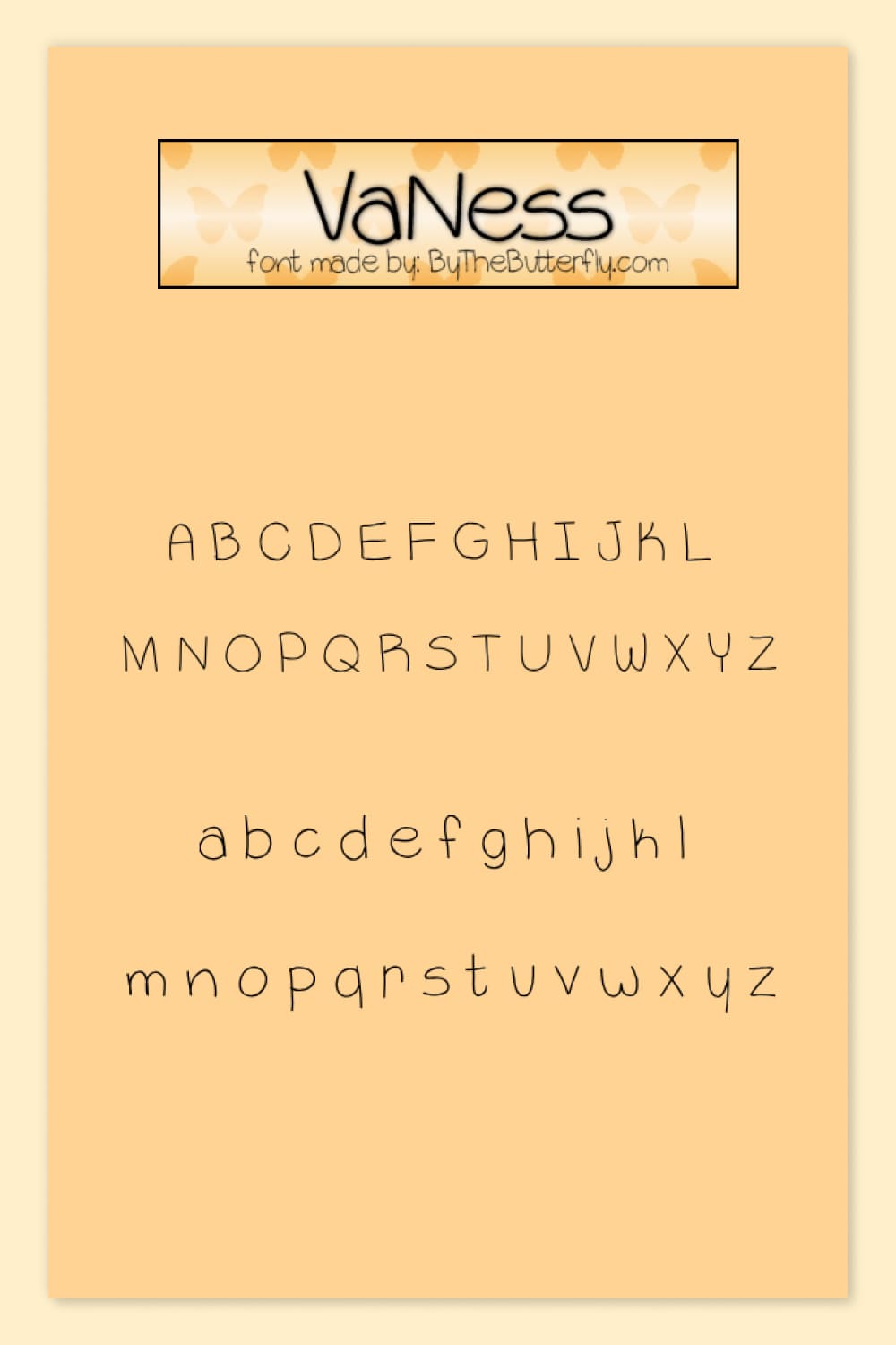 -An example of a Vaness font on a yellow background.