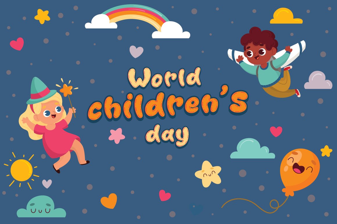 8 world children days with star ballon rainbow love sun cloud 160