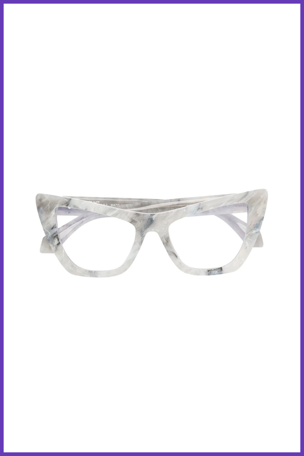 Off white marbled cat eye glasses.