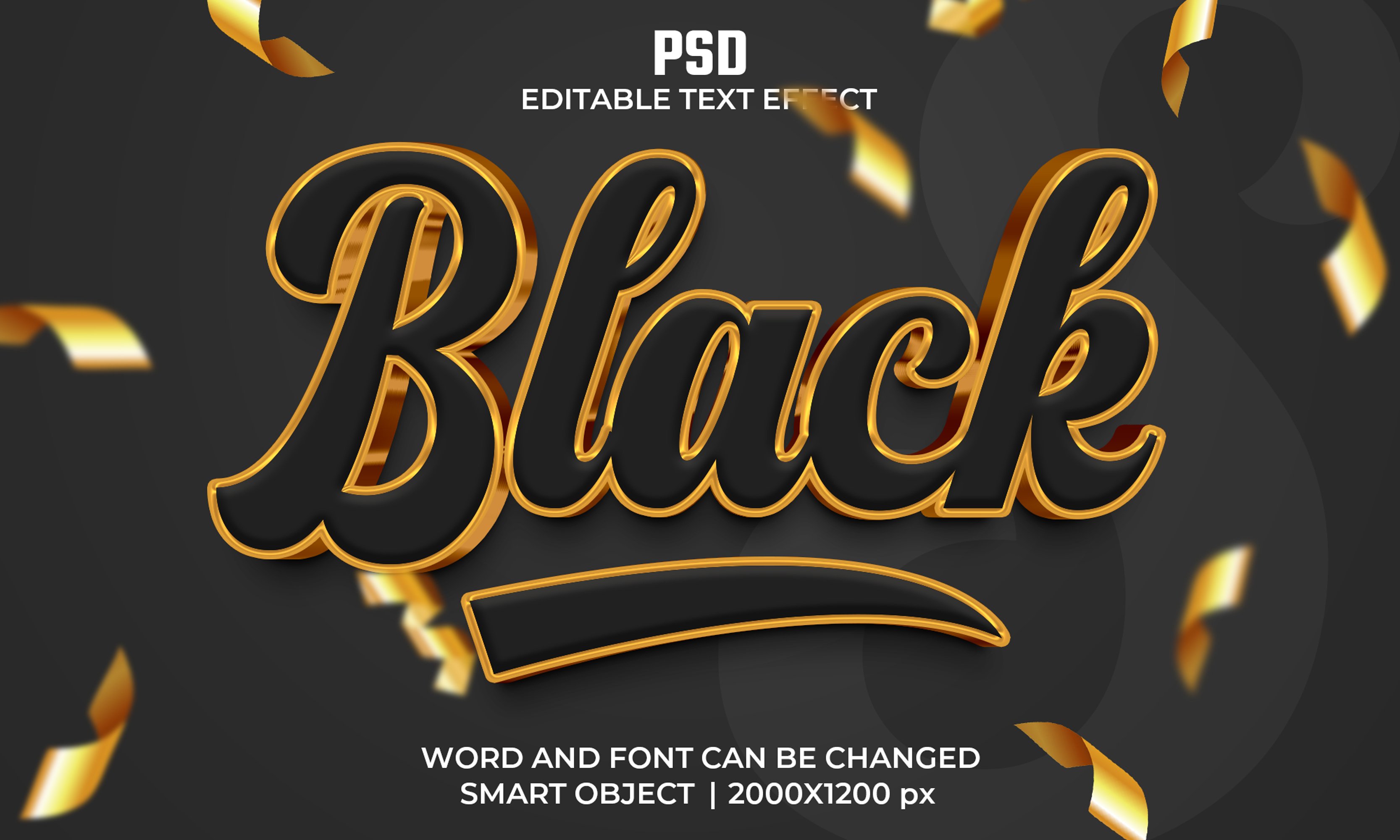 Black Luxury 3d Editable Text Effectcover image.