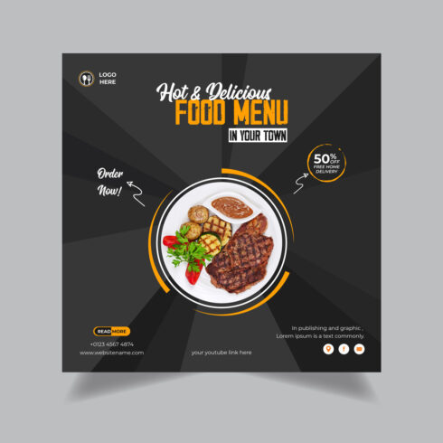 Food and restaurant social media Banner post template only-$2 cover image.