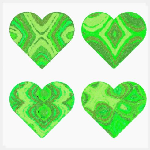 Lime Green Valentine Heart Cutouts Geometric Water Color cover image.