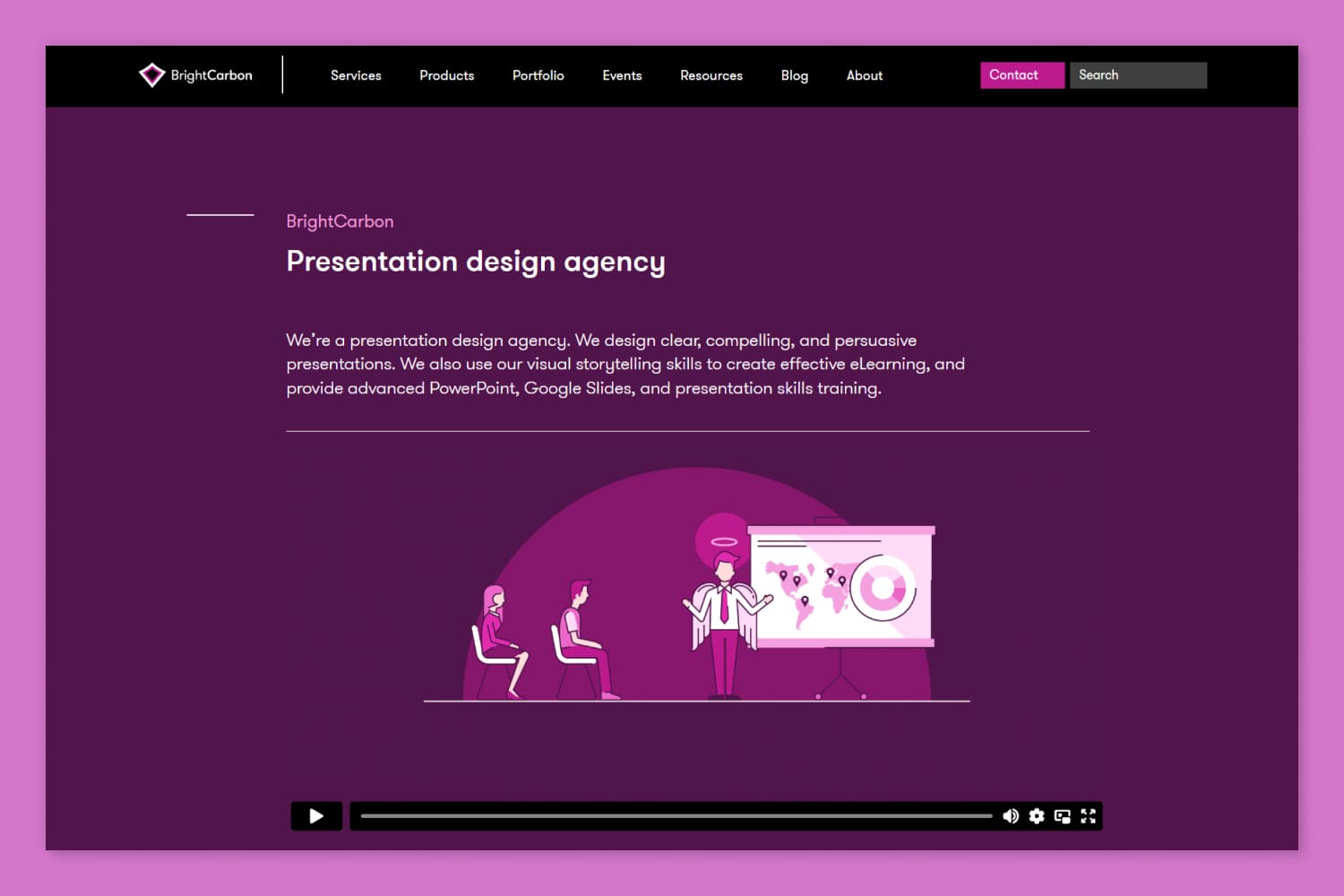 Screenshot of the main page of the site BrightCarbon.