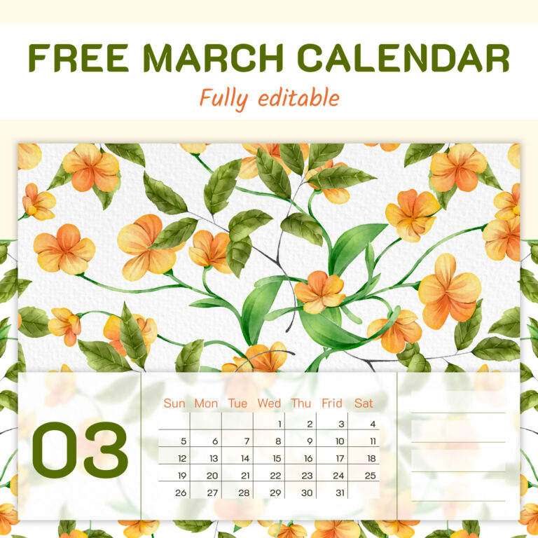 Free March 2021 Printable Calendar &amp; Wallpapers – MasterBundles