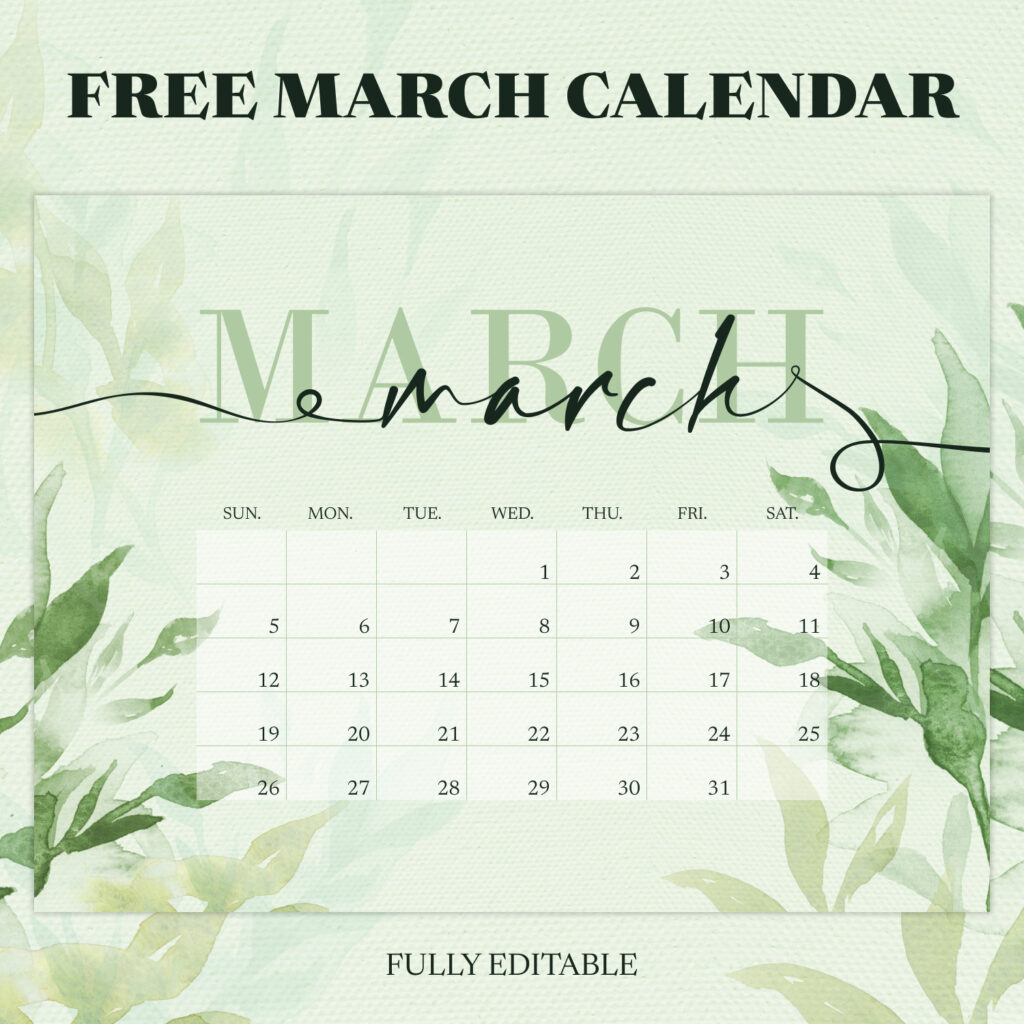 Free March 2021 Printable Calendar & Wallpapers MasterBundles