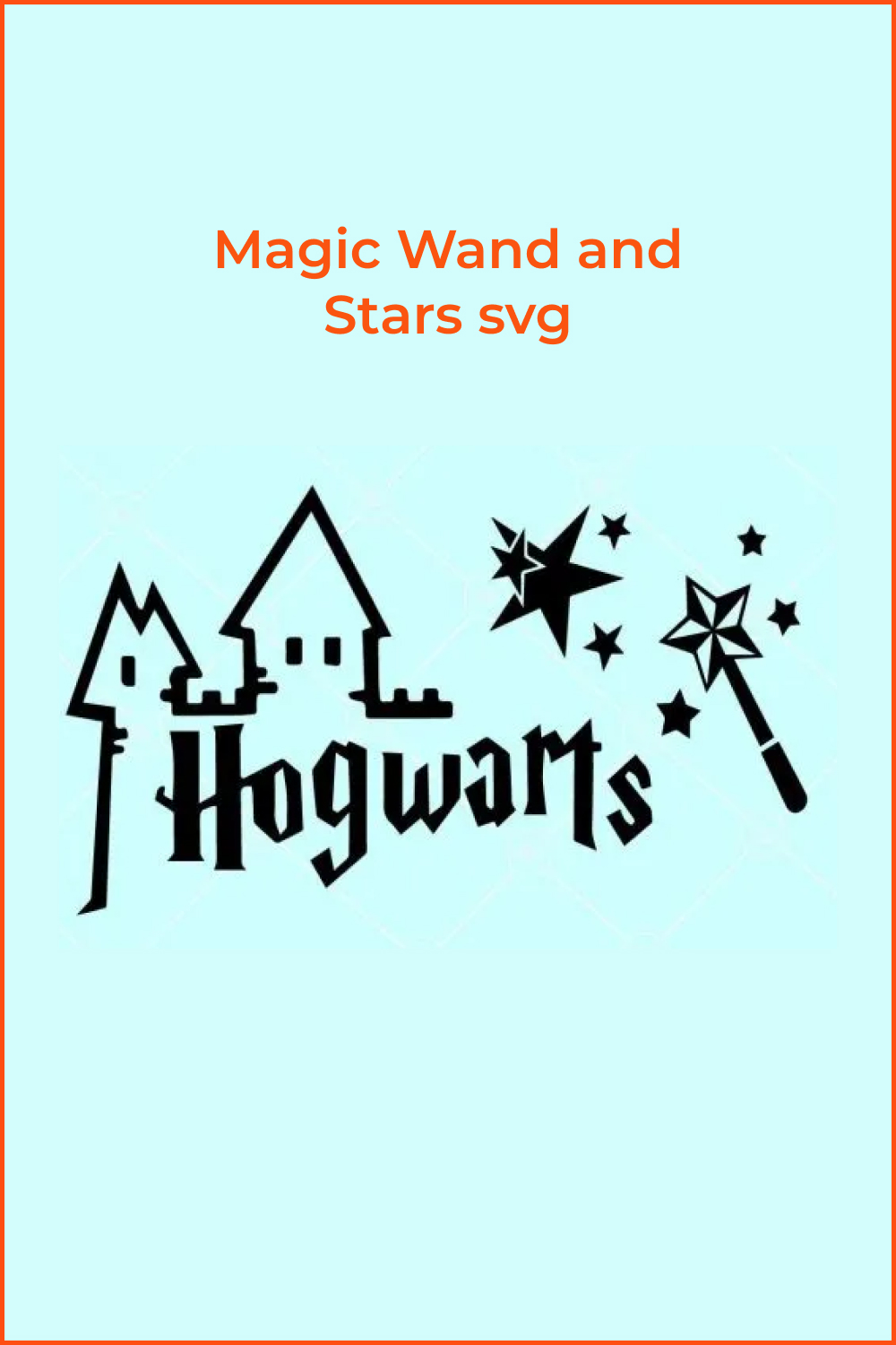 Image of Hogwarts outline and magic wand.