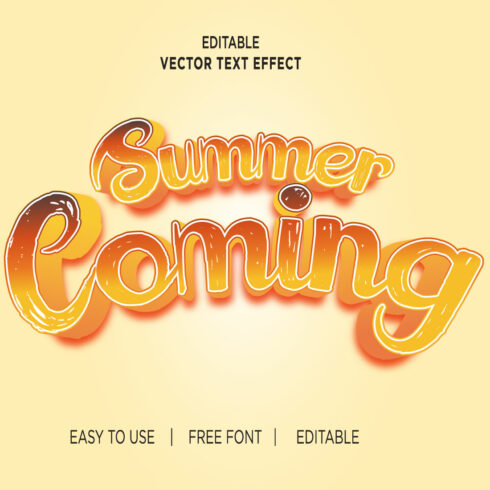 Summer 3d text effects vector illustrations New Text style eps files Editable text effect vector cover image.