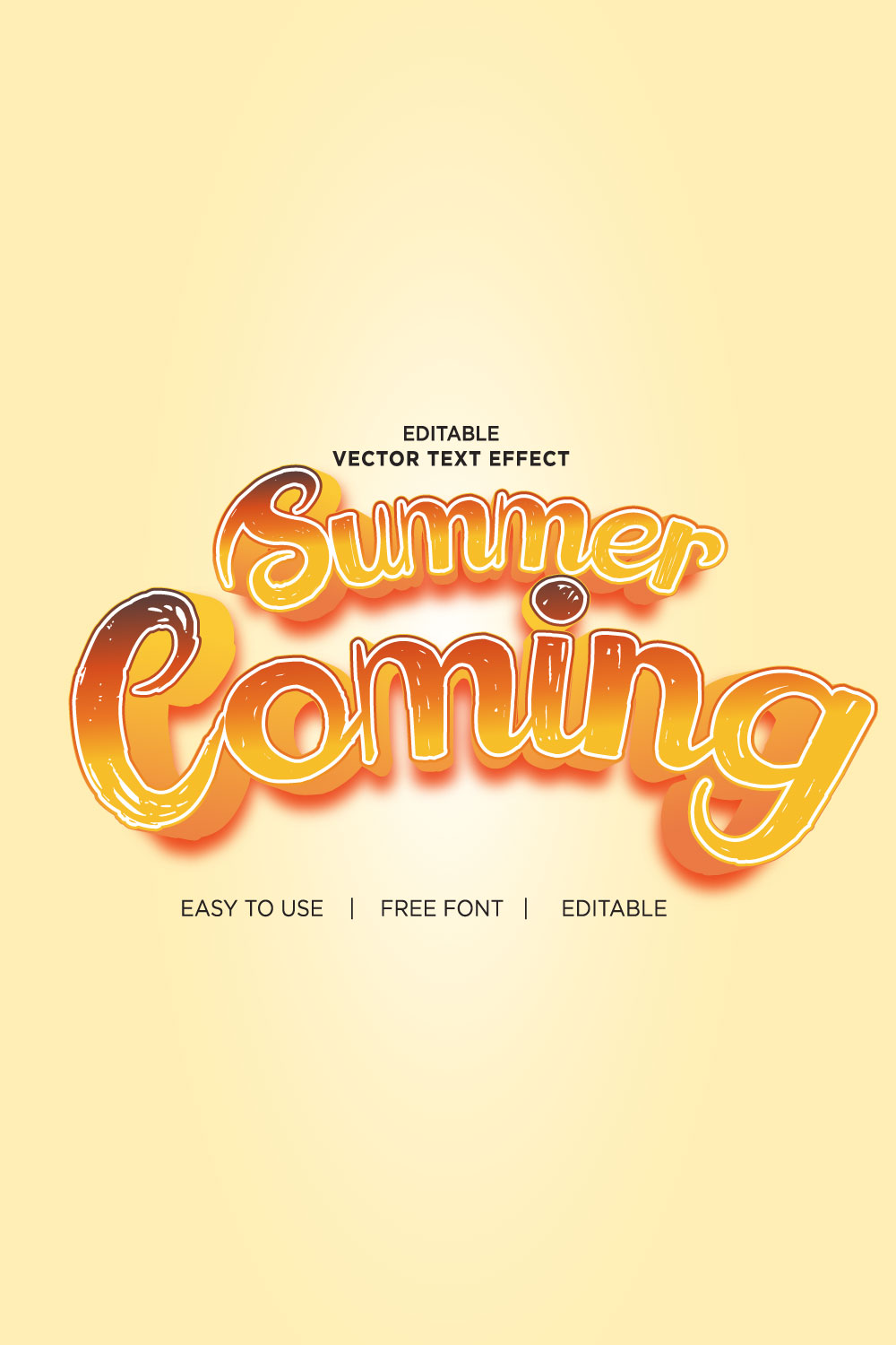 Summer 3d text effects vector illustrations New Text style eps files Editable text effect vector pinterest preview image.