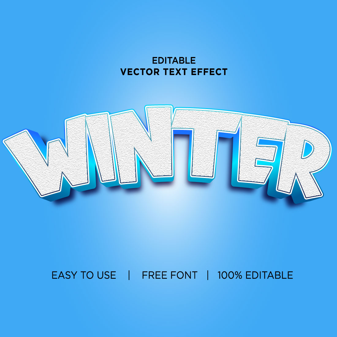 Winter 3d text effects vector illustrations New Text style eps files Editable text effect vector, 3d editable text effect vector cover image.