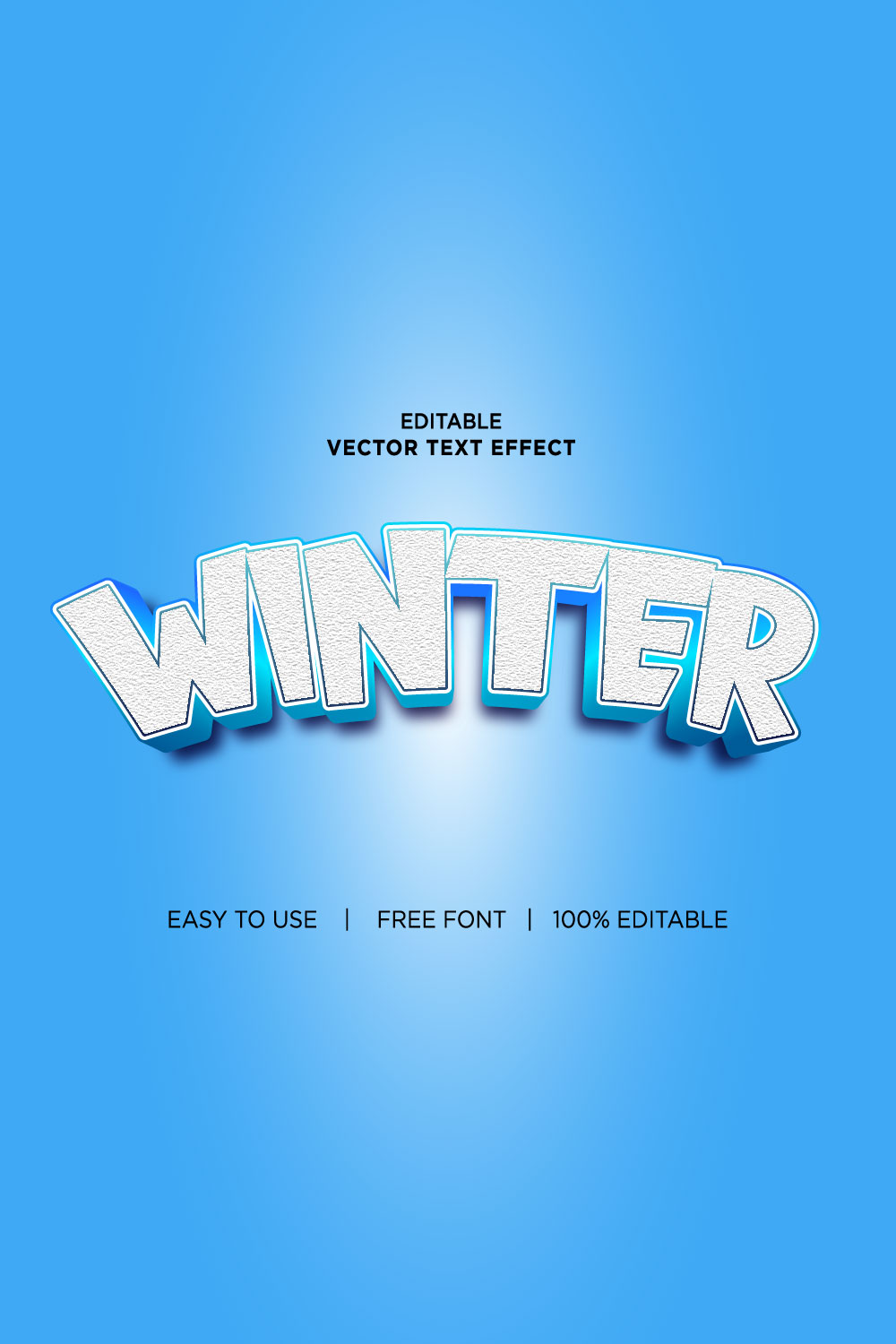 Winter 3d text effects vector illustrations New Text style eps files Editable text effect vector, 3d editable text effect vector pinterest preview image.