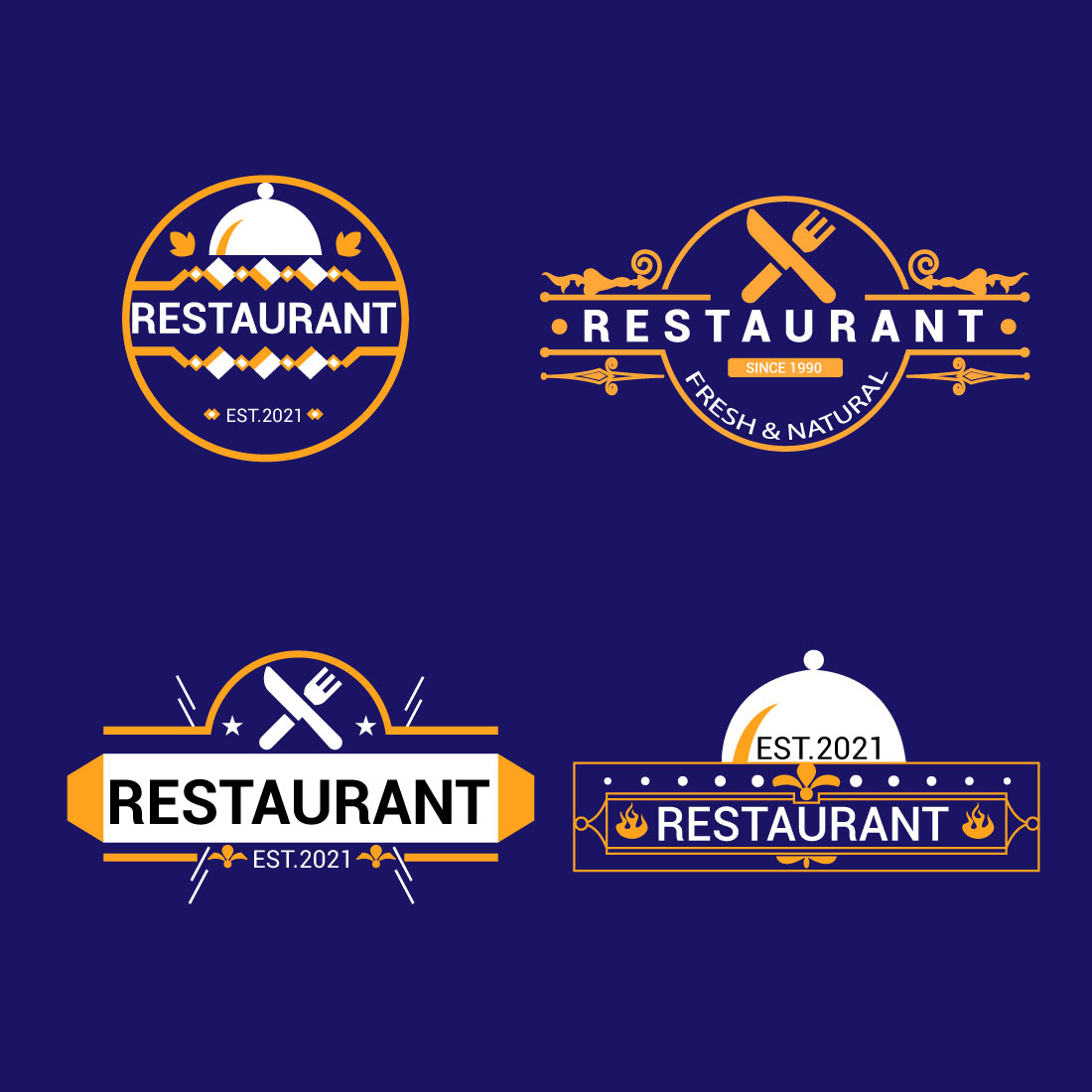 Restaurant logo vintage And retro Vector Bundle preview image.