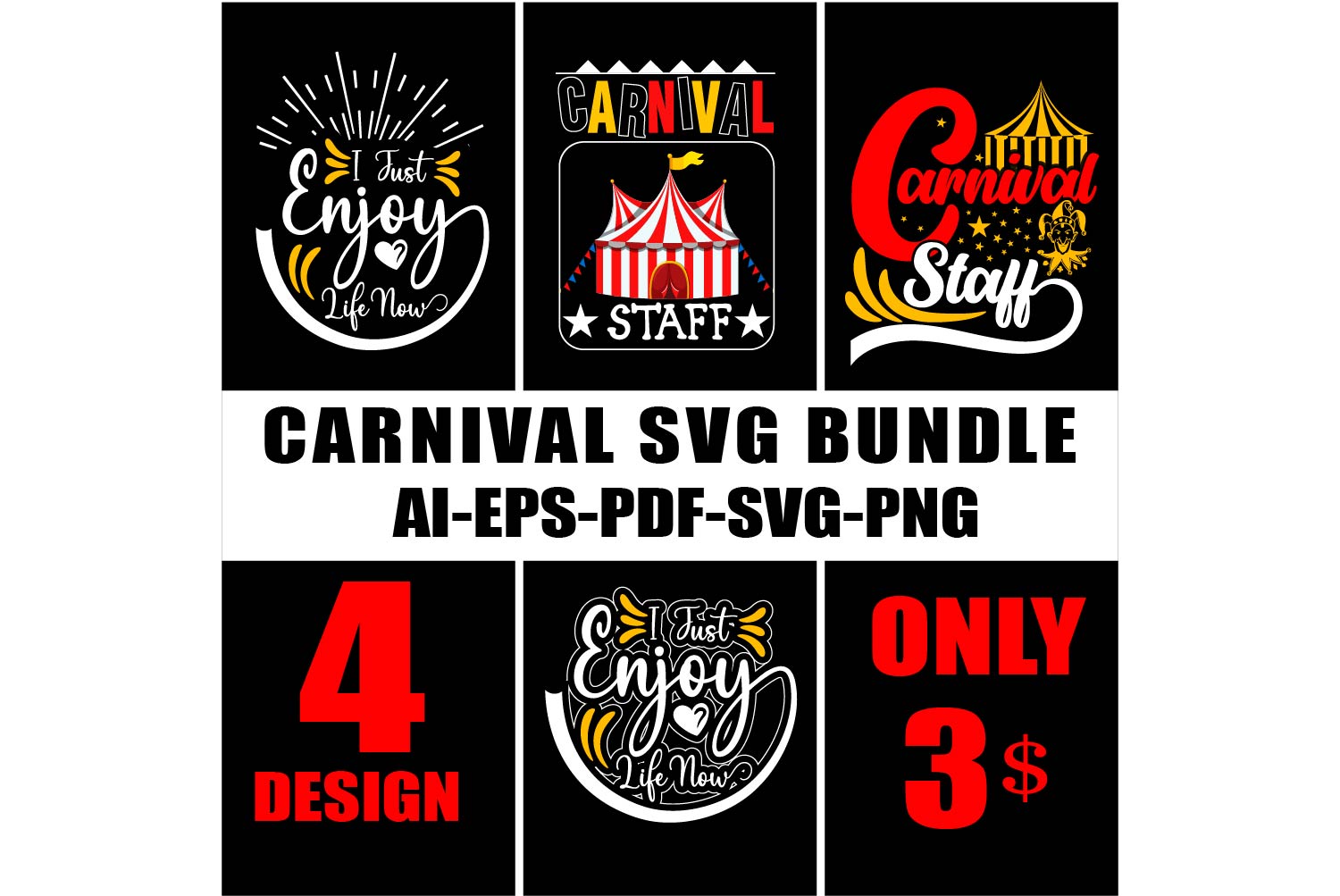 Carnival T-shirt Bundle & others design pinterest preview image.