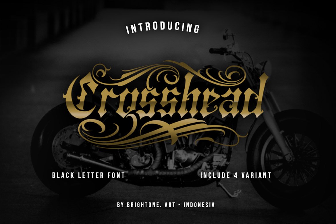 Crosshead - Blackletter type font cover image.