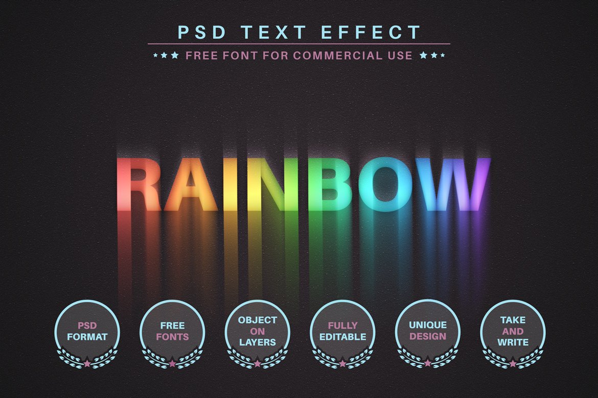 Unicorn Rainbow - PSD Editable Textpreview image.