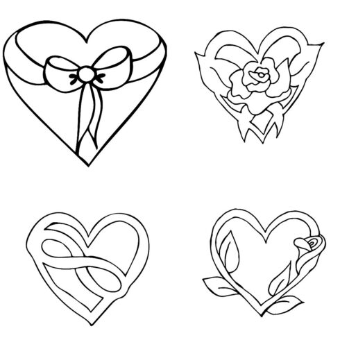 5 Heart Shaped Valentine\'s Day Black Doodle Cutouts cover image.