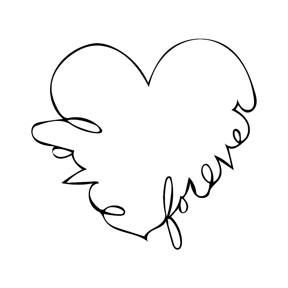 Valentine Doodle Cutout Art for POD DXF PNG Cutfiles preview image.