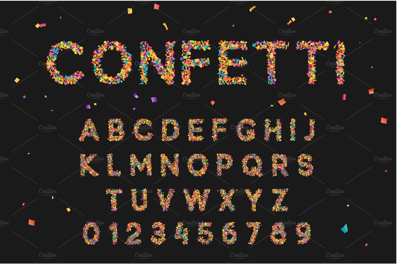 Colorful font from confetti cover image.