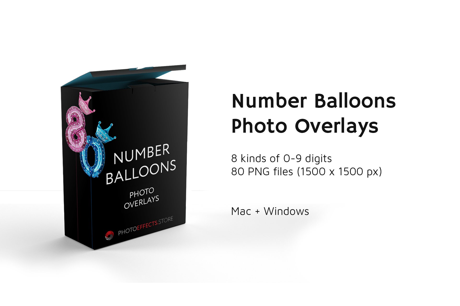 80 Number Balloons Photo Overlayspreview image.