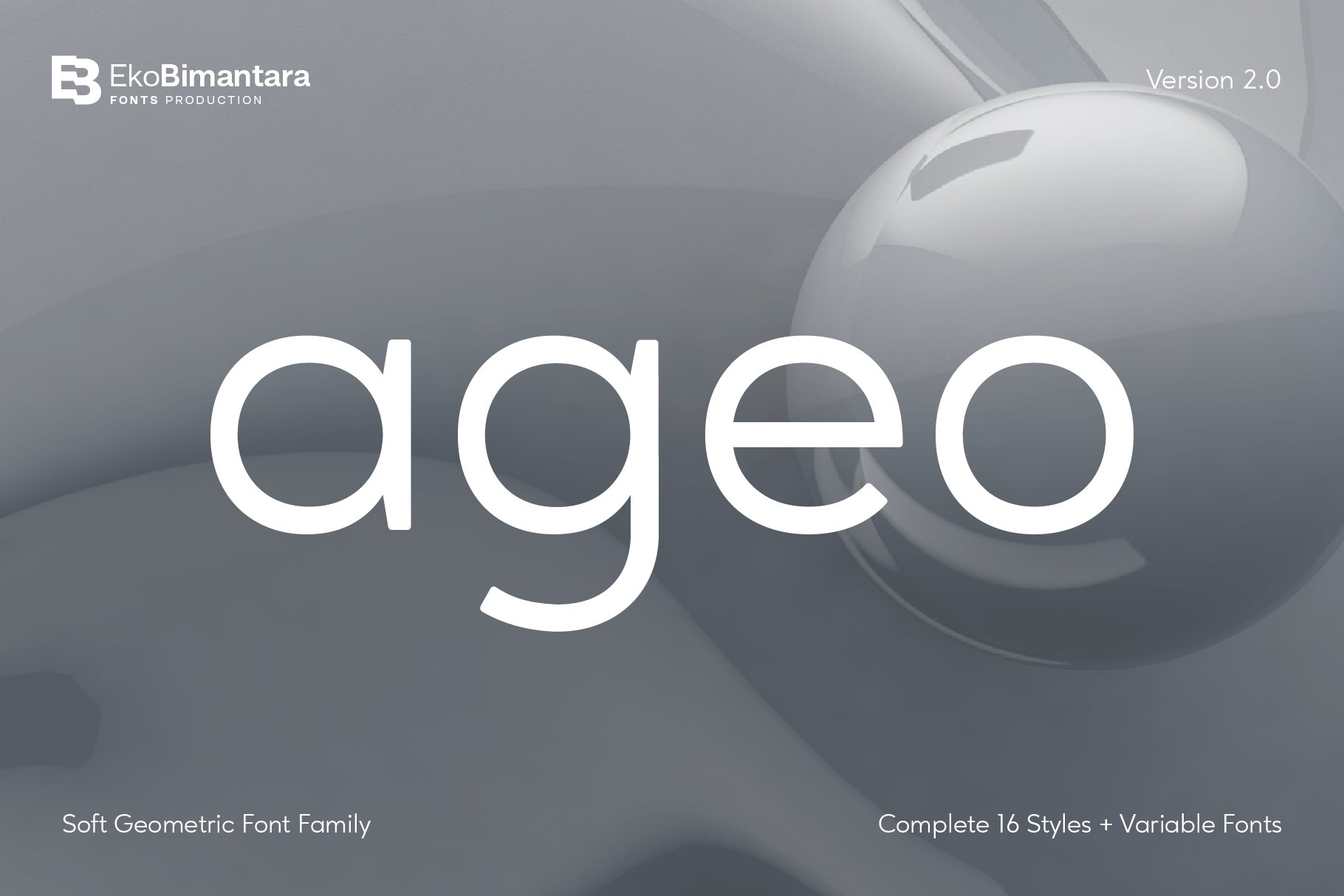 Ageo; 16 Geometric Font Family cover image.