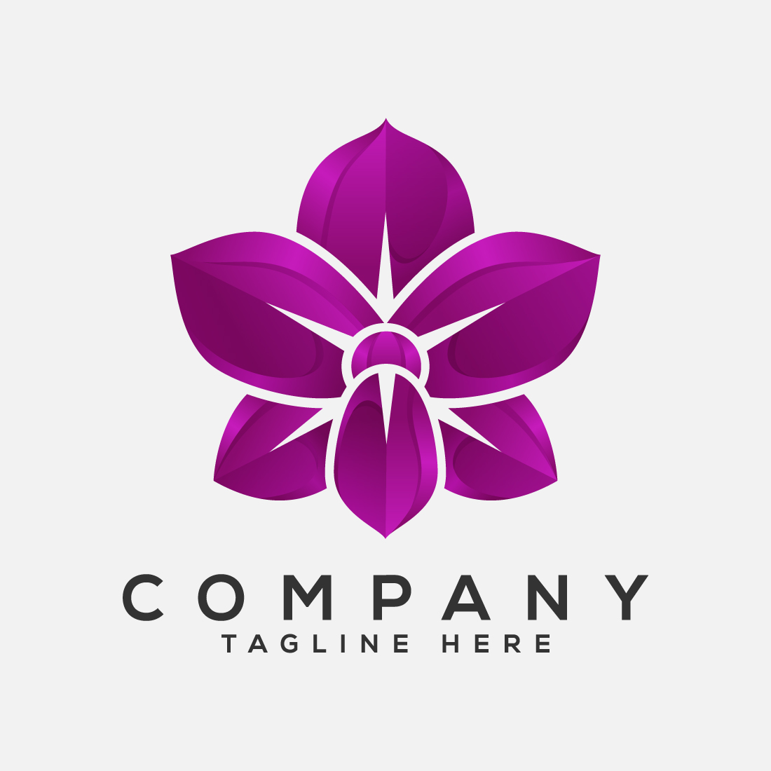 Colorful Orchid flower logo design template vector preview image.