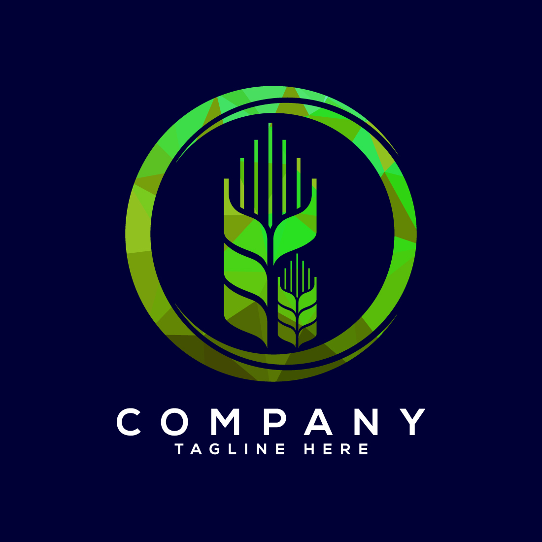 Wheat In Circle Low Poly Style Icon and Logo For Identity Style of Natural Product Company and Farm Company cover image.
