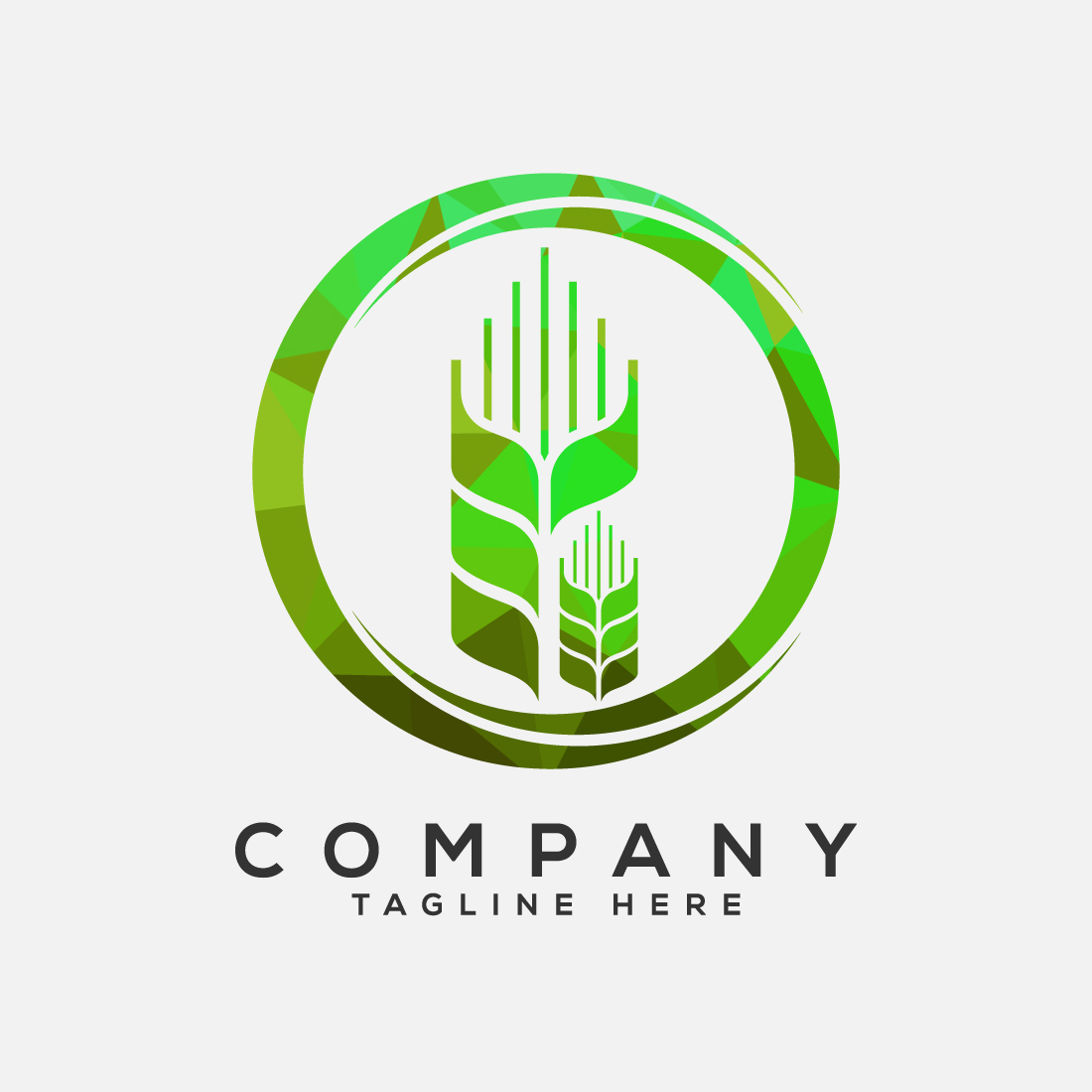 Wheat In Circle Low Poly Style Icon and Logo For Identity Style of Natural Product Company and Farm Company preview image.