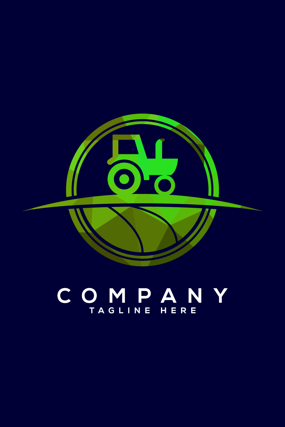 Tractor or farm low poly style logo design, suitable for any business related to agriculture industries pinterest preview image.