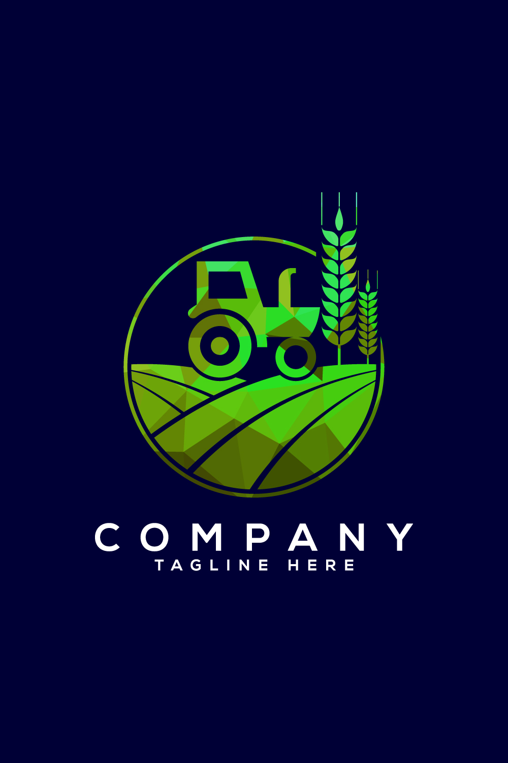 Tractor or farm low poly style logo design, suitable for any business related to agriculture industries pinterest preview image.