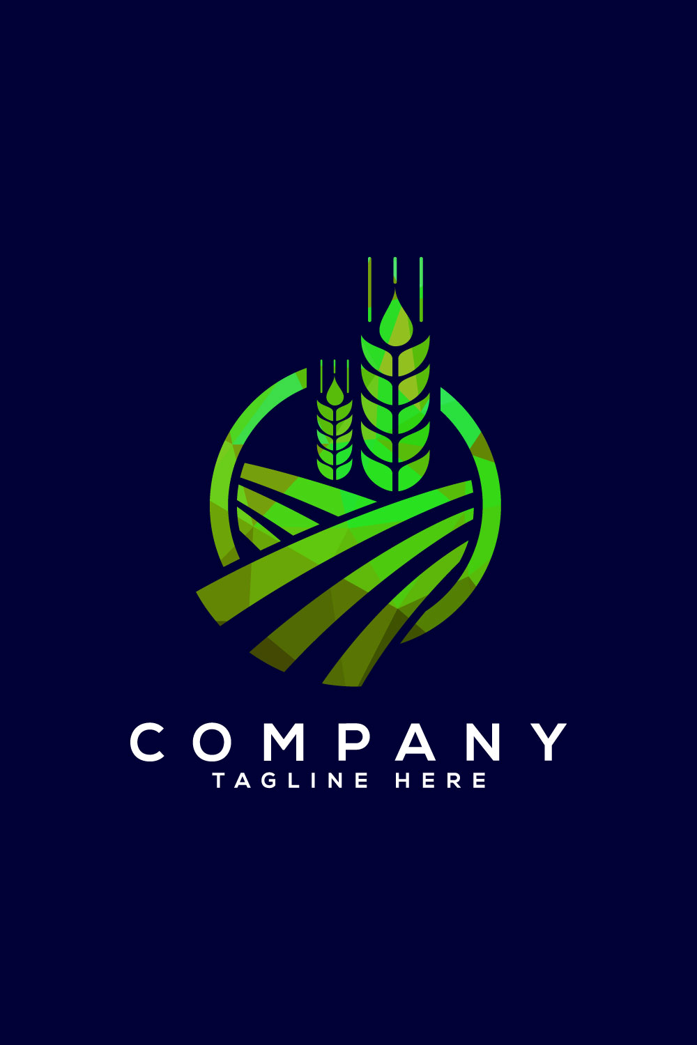 Wheat And Field Low Poly Style Icon and Logo For Identity Style of Natural Product Company and Farm Company pinterest preview image.