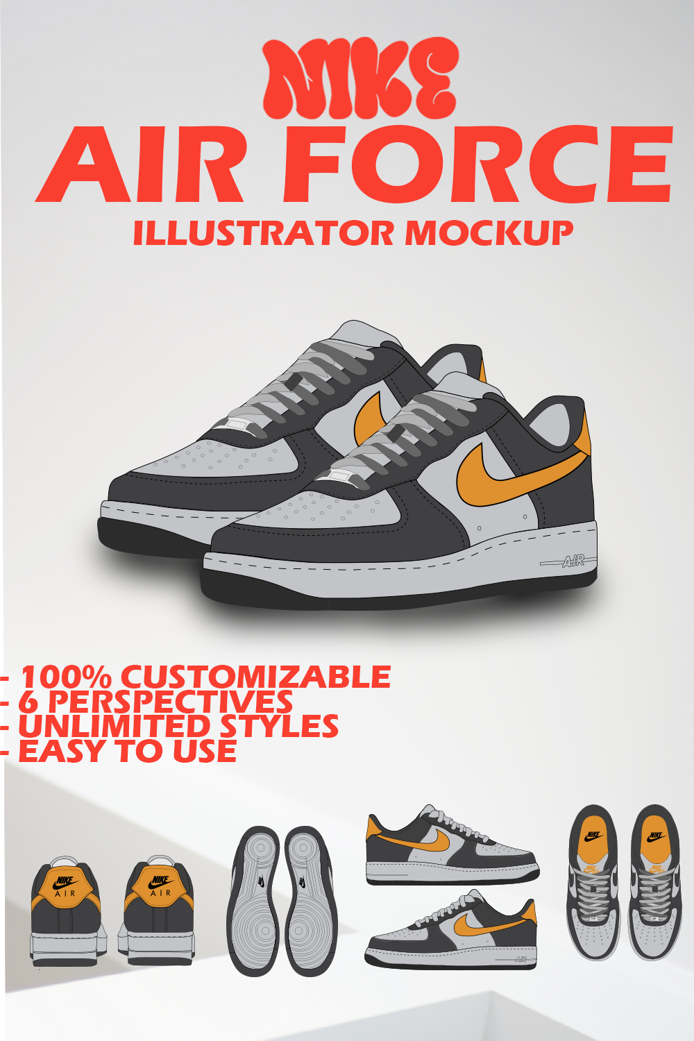 NIKE AIR FORCE VECTOR MOCK-UP pinterest preview image.