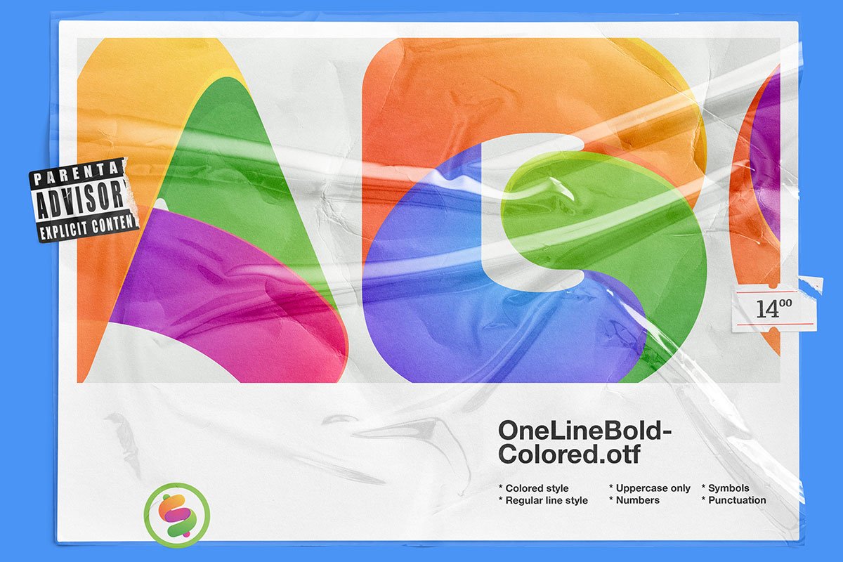 One Line Bold Colored font preview image.