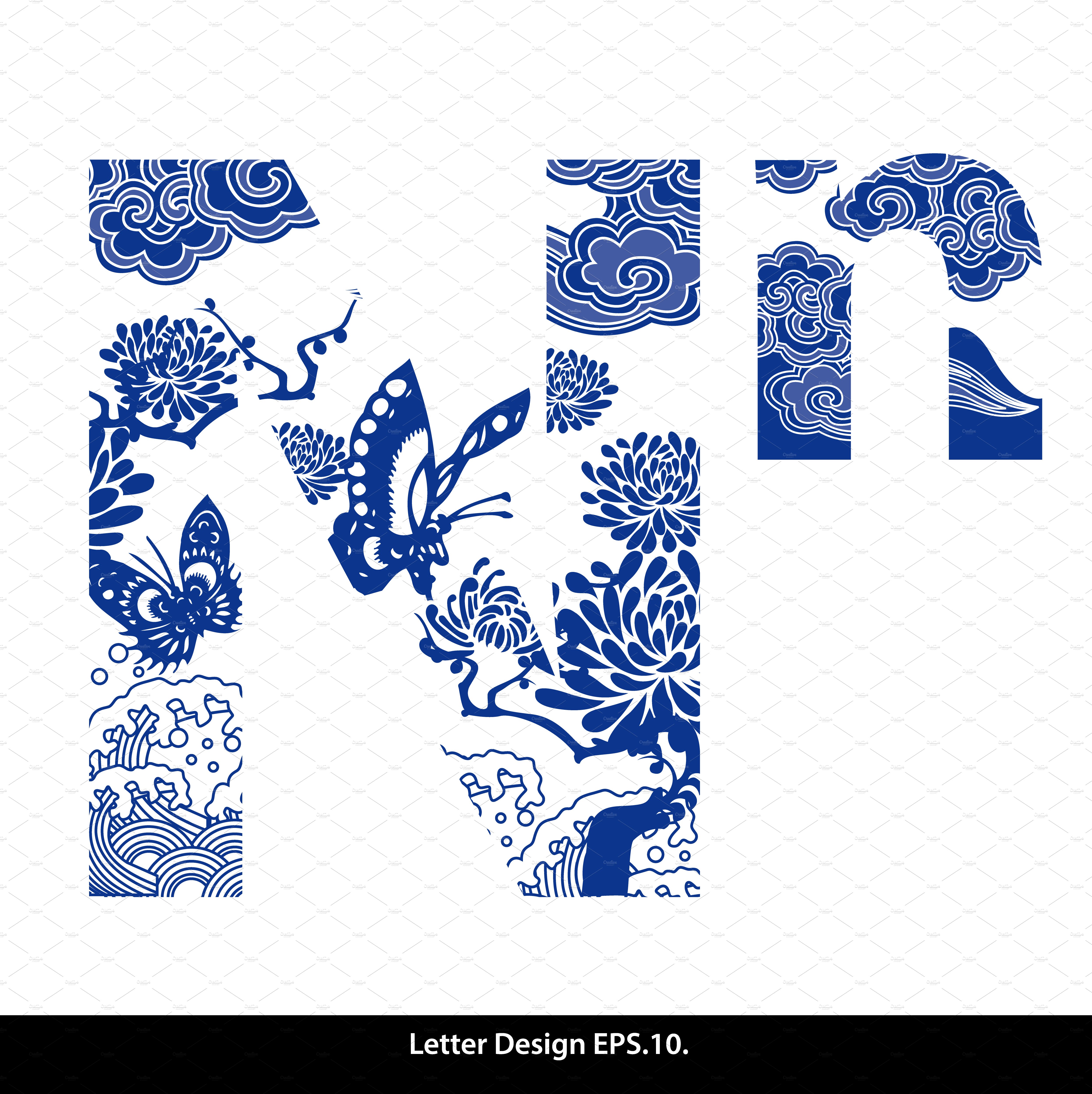 Alphabet design in Oriental style preview image.