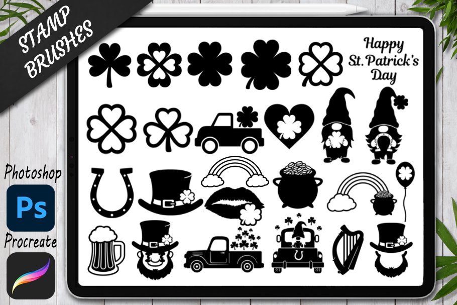 St Patrick Procreate Stamps Brushes.cover image.