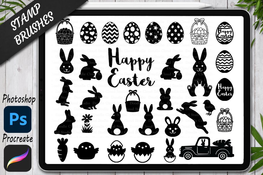 Easter Brushes Stamp for Procreate.cover image.