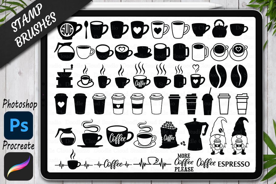 Coffee Stamps Brushes for Procreate.cover image.