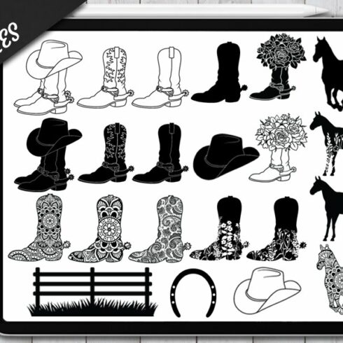 Procreate Cowboy Boot Stamps Brushescover image.