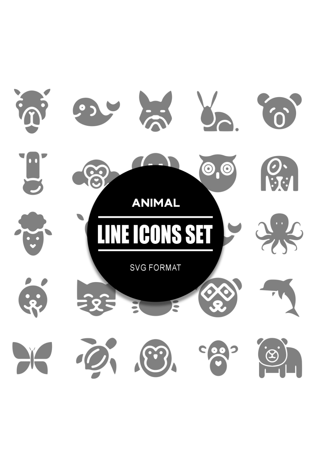 Animal Icon Set pinterest preview image.