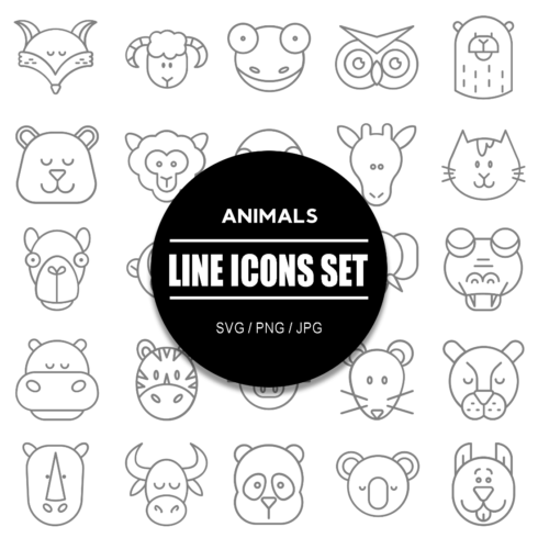 Animals Line Icon Set cover image.