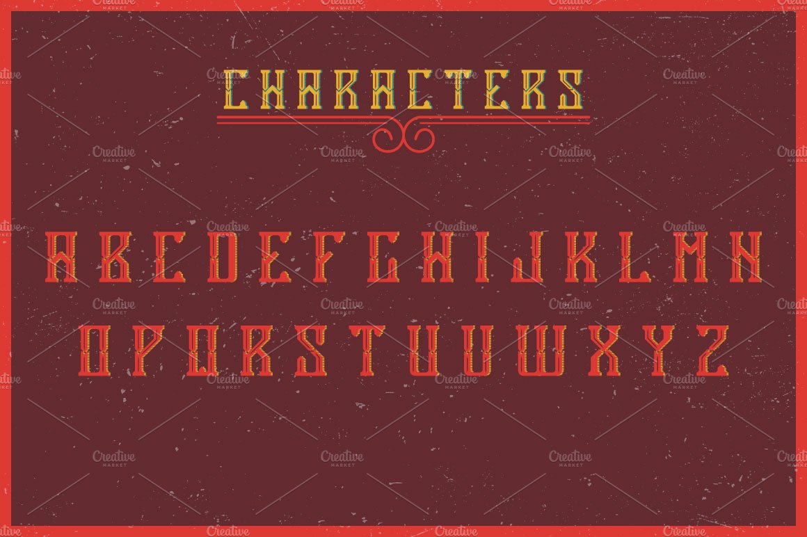 Antiquarian label typeface preview image.