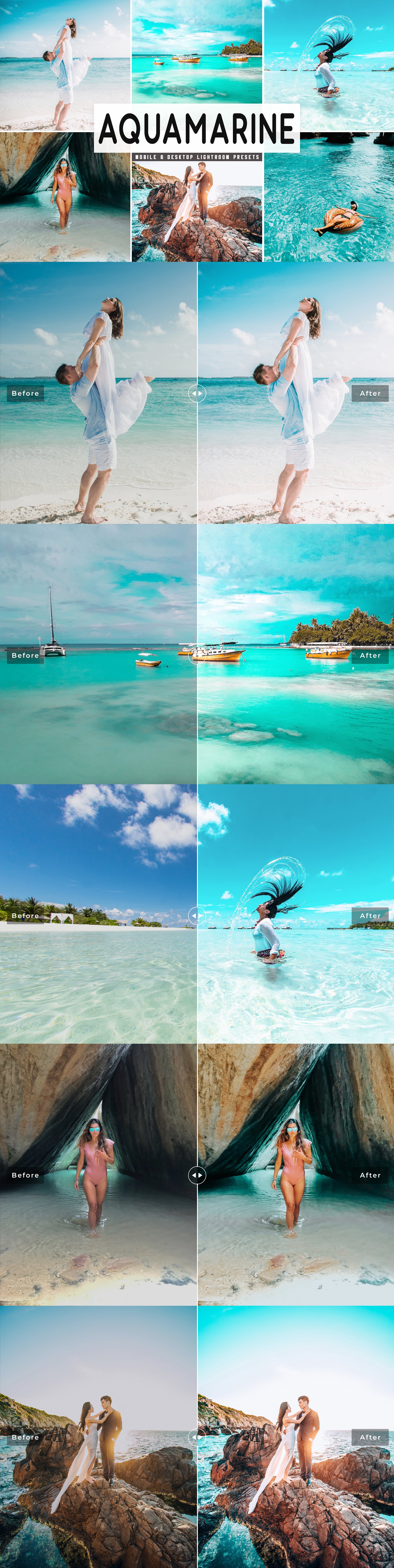 Aquamarine Lightroom Presets Packcover image.