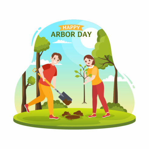 16 Happy Arbor Day Illustration cover image.