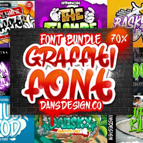 GRAFFITI FONT BUNDLE cover image.